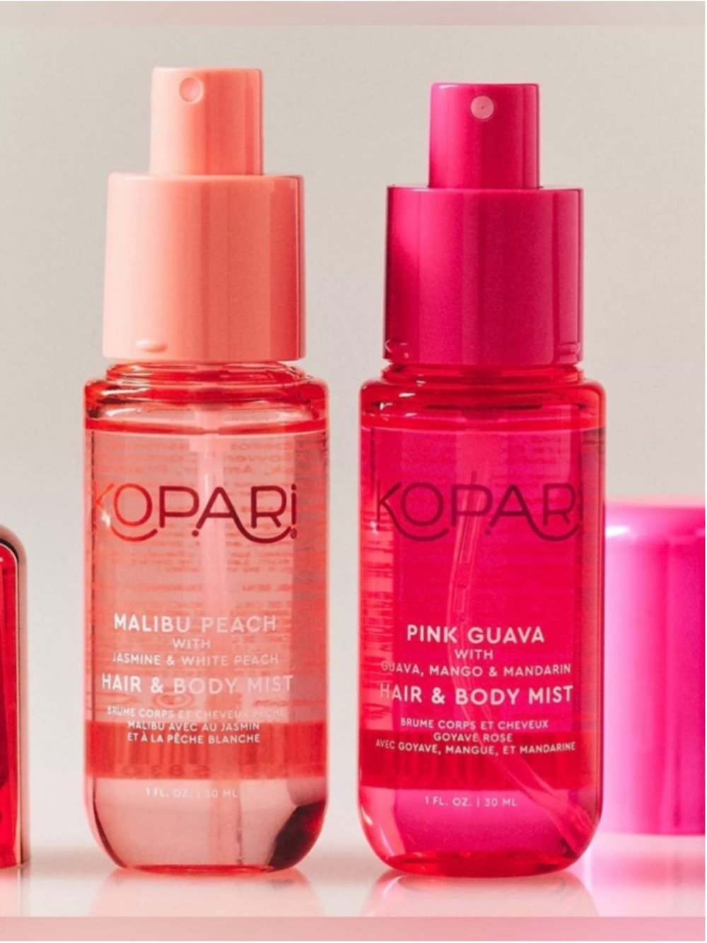 Kopari Sweet Sunrise Hair & Body Mist Duo Pink Guava Malibu Peach Set New